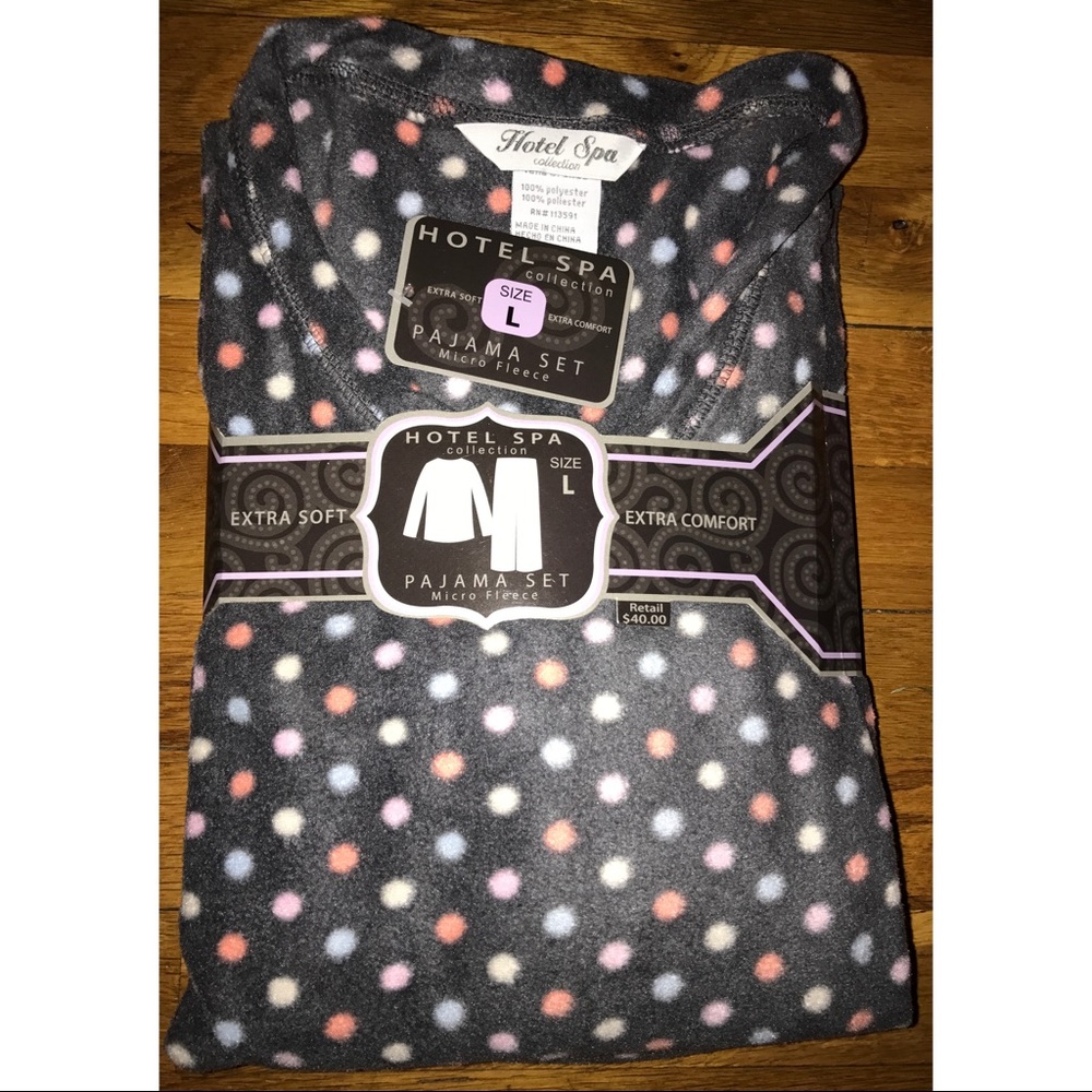 Polka Dot Top and Bottom Fleece Pajama Set